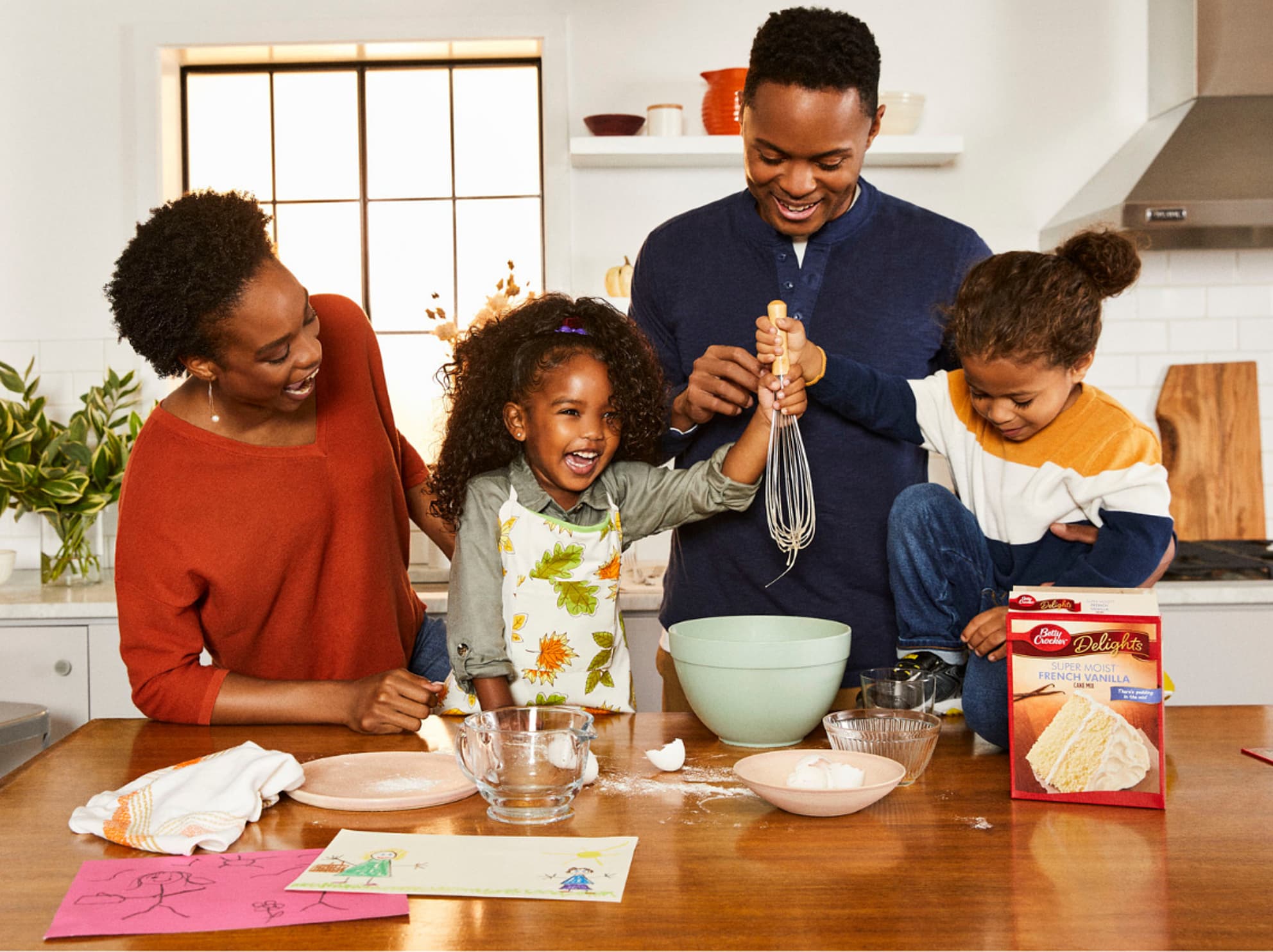 family baking together